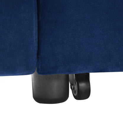 Upholstered Sleeper Velvet Sofa Bed with Adjustable Backrest and Foam Cushion- Blue_21