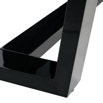 Rectangular Dining Transparent Tempered Glass Tabletop with Black Trapezoid Bracket_13