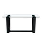 Rectangular Dining Transparent Tempered Glass Tabletop with Black Trapezoid Bracket_14