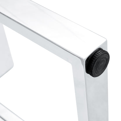 Rectangular Dining  Transparent Tempered Glass Tabletop with White Trapezoid Bracket_17