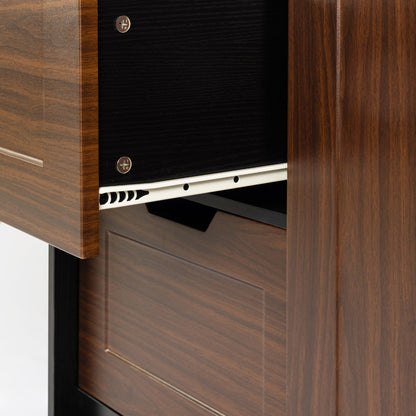 Freestanding Contemporary Wooden Closet Cabinet with Hanging Rod- Black+Brown_12