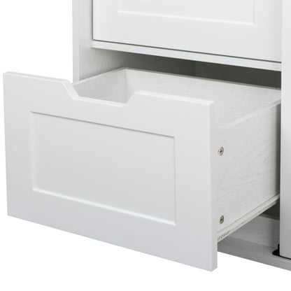 Freestanding Contemporary Wooden Closet Cabinet with Hanging Rod- Antique White_10