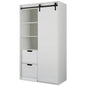 Freestanding Contemporary Wooden Closet Cabinet with Hanging Rod- Antique White_6