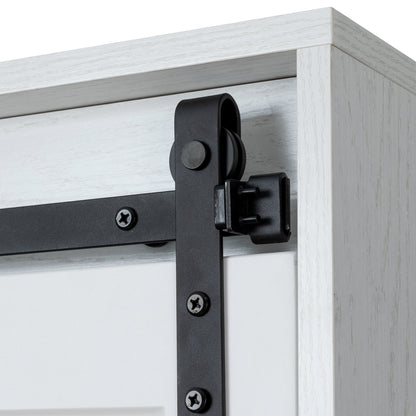Freestanding Contemporary Wooden Closet Cabinet with Hanging Rod- Antique White_14