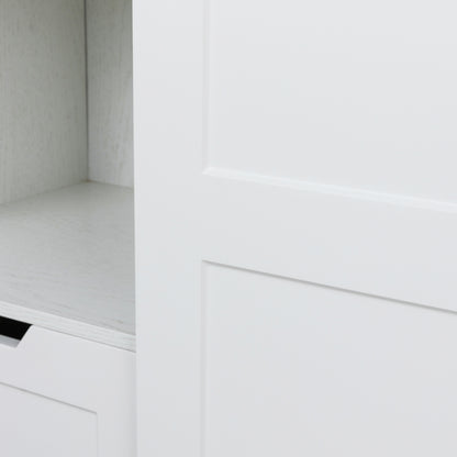 Freestanding Contemporary Wooden Closet Cabinet with Hanging Rod- Antique White_11