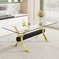 Modern Luxury Tempered Gold Chrome Plated Glass Table with Black Support Crossbar_0