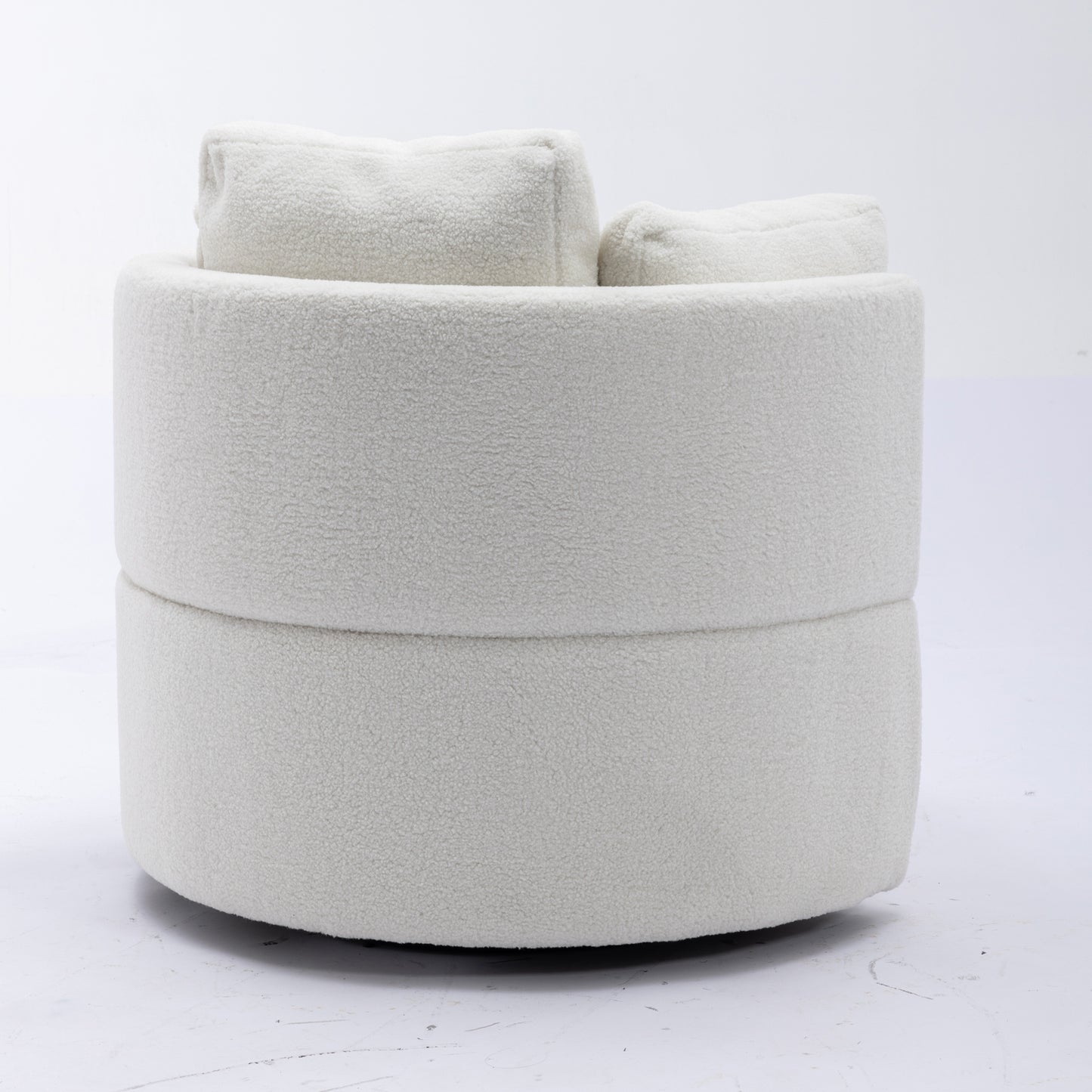 Modern Teddy Fabric Swivel and Storage Lounge Chair with Pillow Set- Ivory_11