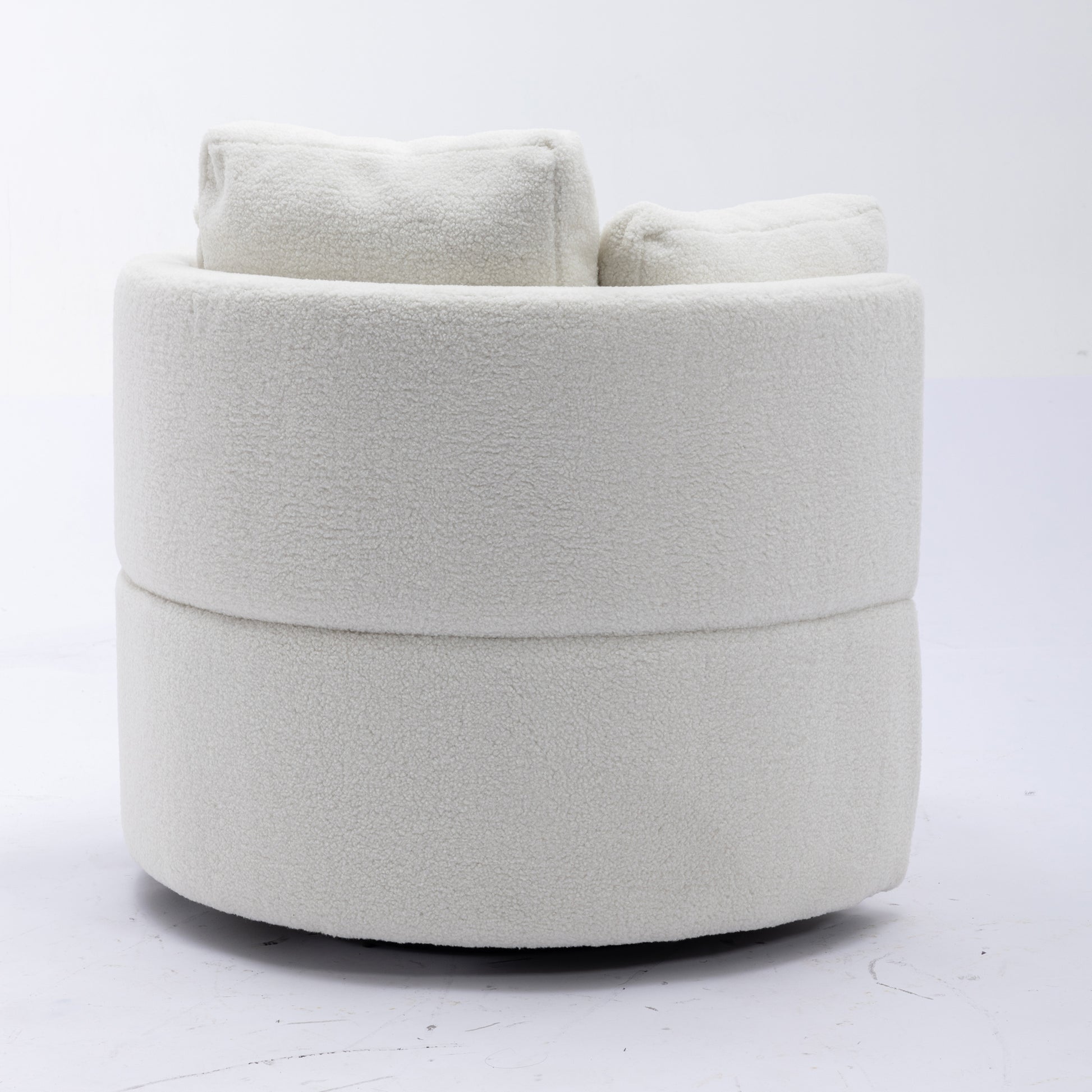 Modern Teddy Fabric Swivel and Storage Lounge Chair with Pillow Set- Ivory_11