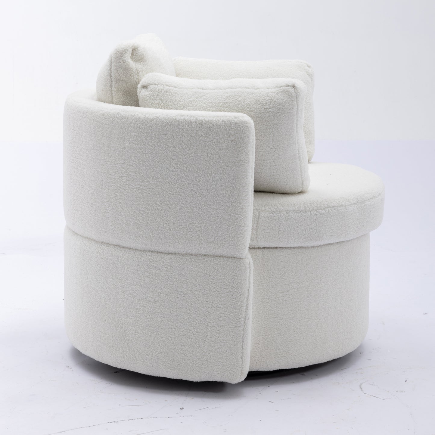 Modern Teddy Fabric Swivel and Storage Lounge Chair with Pillow Set- Ivory_12