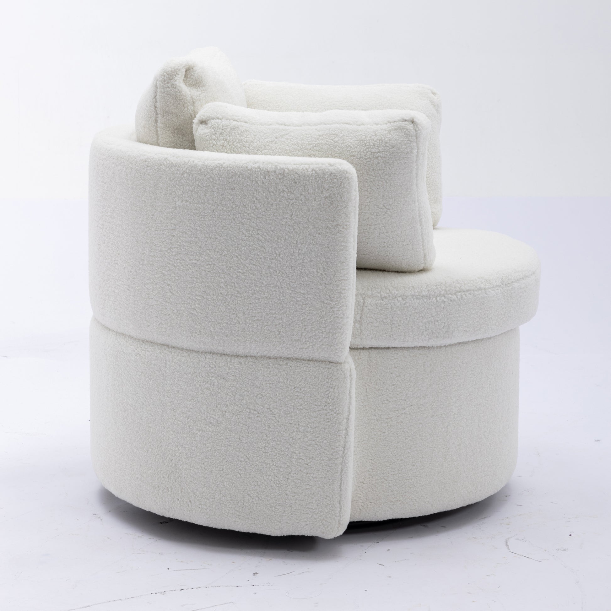 Modern Teddy Fabric Swivel and Storage Lounge Chair with Pillow Set- Ivory_12