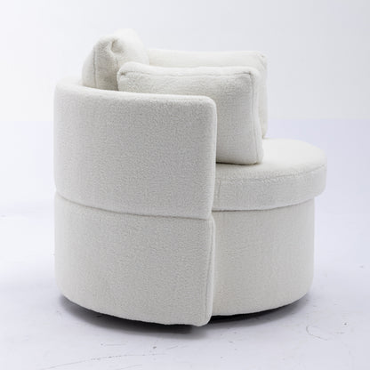 Modern Teddy Fabric Swivel and Storage Lounge Chair with Pillow Set- Ivory_12