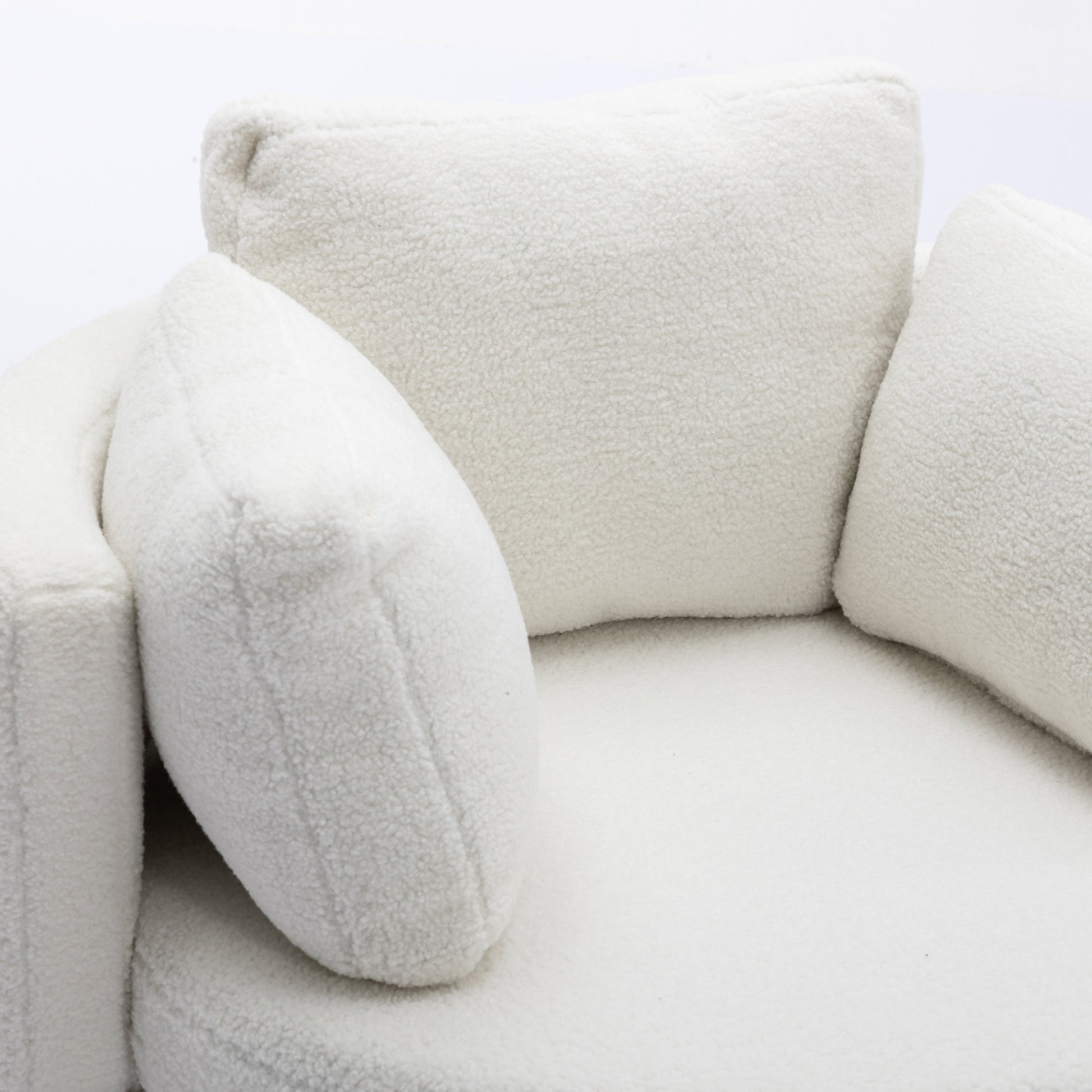 Modern Teddy Fabric Swivel and Storage Lounge Chair with Pillow Set- Ivory_15