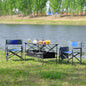 Set of 3 Outdoor Roll up Table and Folding Chair Set Portable Camping Set in Blue_2