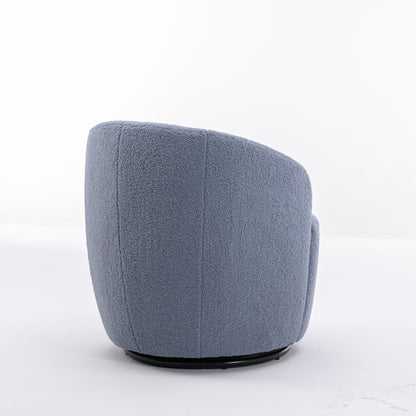 Teddy Fabric Swivel Accent Armchair Barrel Chair With Black Metal Ring- Light Blue_10