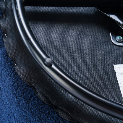 Teddy Fabric Swivel Accent Armchair Barrel Chair With Black Metal Ring- Dark Blue_5