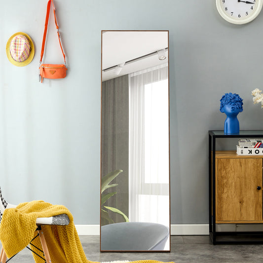 Solid Wooden Frame Full Length Body Decorative and Dressing Mirror- Brown_0