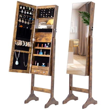 Full Sized Body Mirror and Jewelry Storage with LED Lights and Stand- Antique Gray_0
