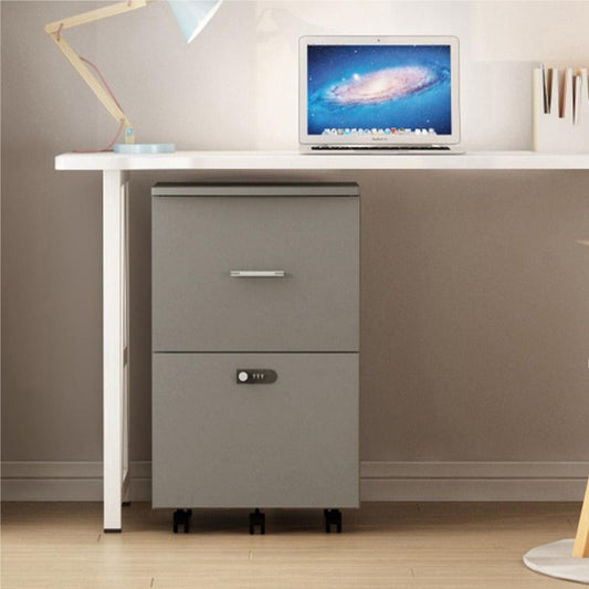 2 Drawers Small Rolling File Office Cabinet Organizer with Lock- Antique Gray_0