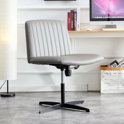 Height Adjustable 360 ° Swivel Cushioned PU Office Chair with Black Foot - Gray_0