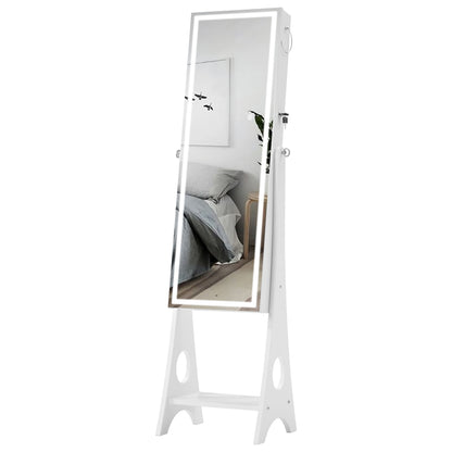Fashion Simple Jewelry Storage Mirror Cabinet With LED Lights- White_0