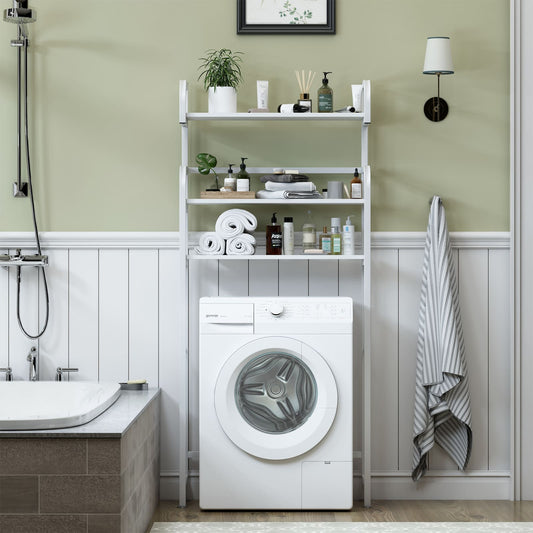 Over the Toilet Bathroom Storage Shelf Small Space Organizer- Cream White_0