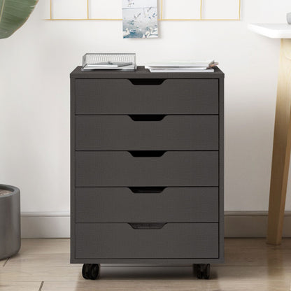 5 Drawers Small Rolling Office File Cabinet Organizer Printer Rack- Dark Gray_1