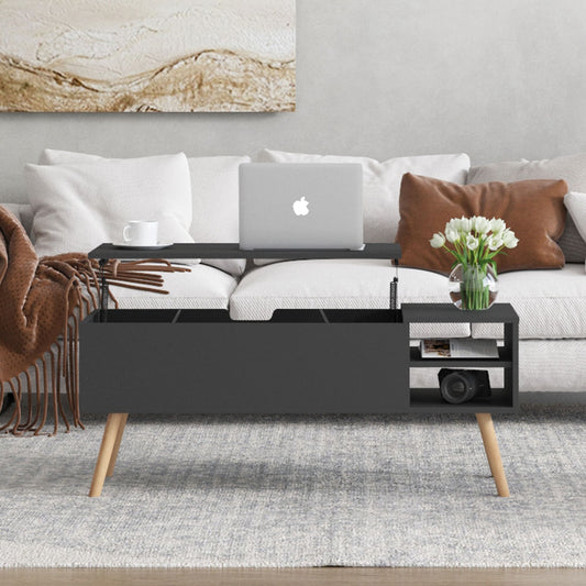 Lifting Top Living Room Coffee Table and Hidden Storage Cabinet- Antique Black_0
