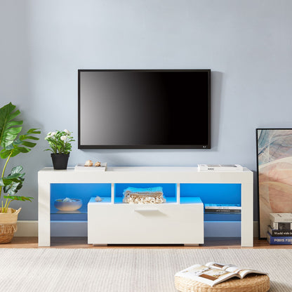 Modern TV Console Storage Media TV Organizing Cabinet Worktop- White_0