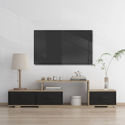 Contemporary Rustic Modern TV Stand for Entertainment Room - Black+Brown_1