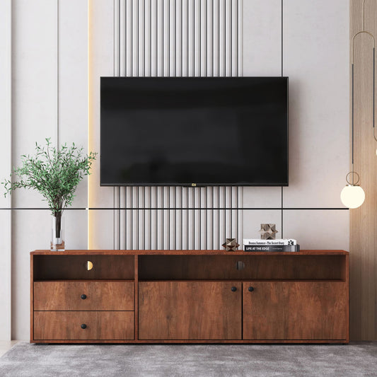 Media Console Entertainment Center Television Table TV Cabinet- Rosewood_0