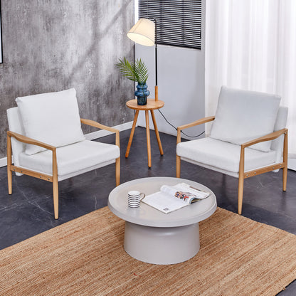 Set of 2 Teddy Velvet Mid Century Modern Accent Armchair with Metal Frame- White_1