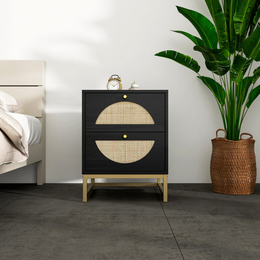 Modern 2 Flip Drawers Cabinet Storage Free Standing Tipping Bucket Rack - Black gold_0