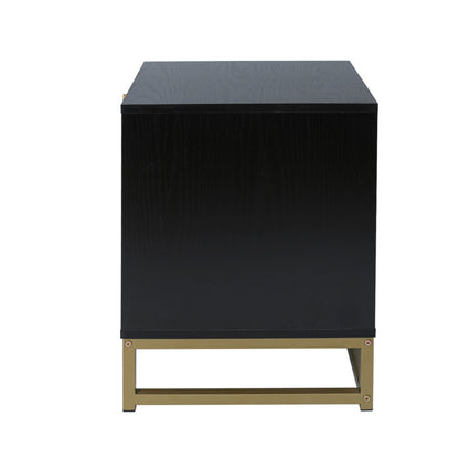 Modern 2 Flip Drawers Cabinet Storage Free Standing Tipping Bucket Rack - Black gold_9