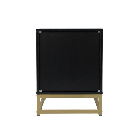 Modern 2 Flip Drawers Cabinet Storage Free Standing Tipping Bucket Rack - Black gold_10