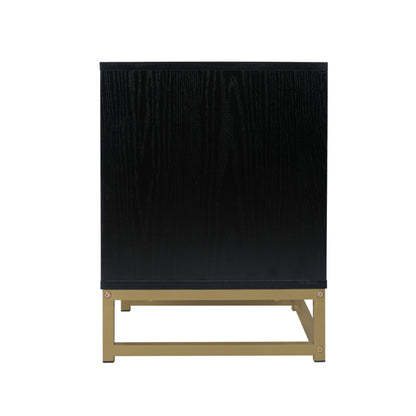 Modern 2 Flip Drawers Cabinet Storage Free Standing Tipping Bucket Rack - Black gold_11