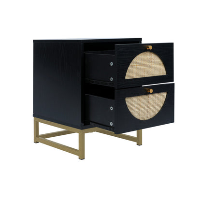 Modern 2 Flip Drawers Cabinet Storage Free Standing Tipping Bucket Rack - Black gold_5