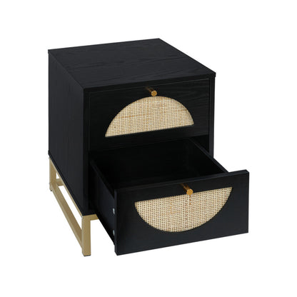 Modern 2 Flip Drawers Cabinet Storage Free Standing Tipping Bucket Rack - Black gold_7