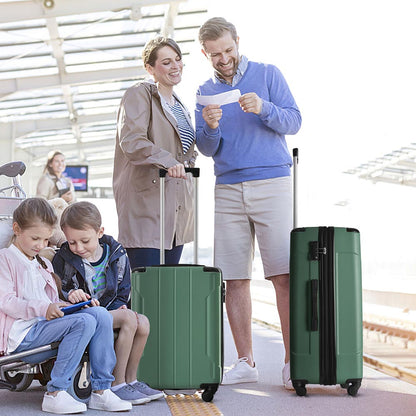 Set of 3 Piece Expandable Lightweight Spinner Suitcase with Corner Guards - Green_16