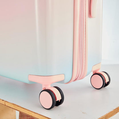 3 Piece Lightweight Hard-shell PC Luggage Sets double spinner 8 wheels Suitcase with TSA Lock - Rainbow White_5