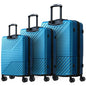3-Piece Lightweight Hard-shell Luggage Set with Double Spinner Wheels and TSA Lock - Blue_0