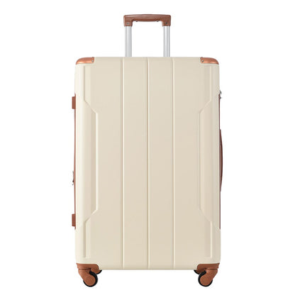 3-Piece Lightweight and Durable Hard-shell Spinner Luggage Set with TSA Lock - Brown White_3