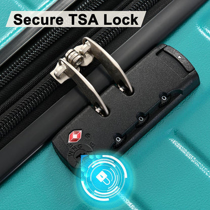 3-Piece Lightweight Hard-shell Luggage Set with Double Spinner Wheels and TSA Lock - Green_9
