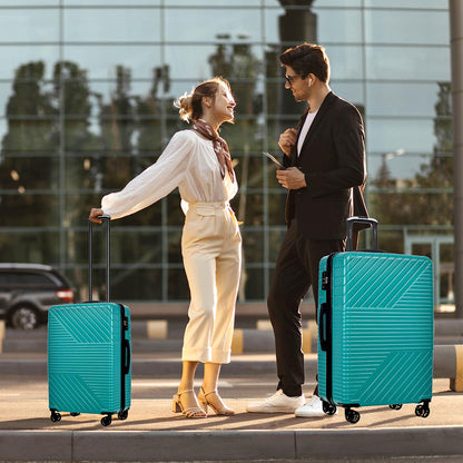 3-Piece Lightweight Hard-shell Luggage Set with Double Spinner Wheels and TSA Lock - Green_11