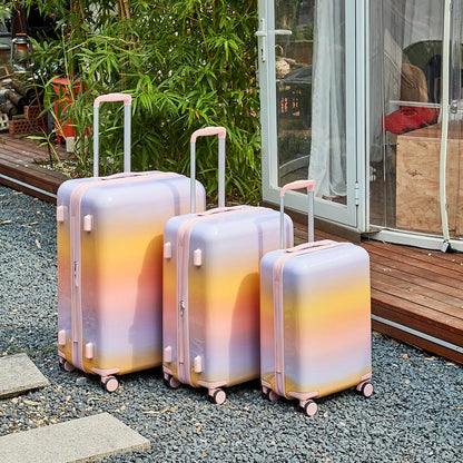 3 Piece Lightweight Hard-shell PC Luggage Sets double spinner 8 wheels Suitcase with TSA Lock - Rainbow Purple_14