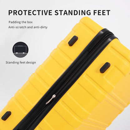 Set of 3 Hard-shell Lightweight Spinner Suitcase with TSA Lock - Yellow_9