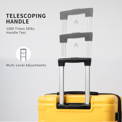 Set of 3 Hard-shell Lightweight Spinner Suitcase with TSA Lock - Yellow_13