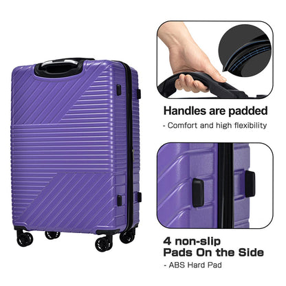 3-Piece Lightweight Hard-shell Luggage Set with Double Spinner Wheels and TSA Lock - Purple_11