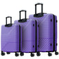 3-Piece Lightweight Hard-shell Luggage Set with Double Spinner Wheels and TSA Lock - Purple_0