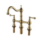 Bridge Dual Handles Kitchen Faucet With Pull-Out Side Spray - Gold_0