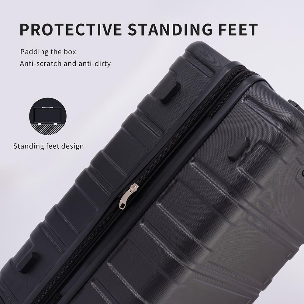 Set of 3 Hard-shell Lightweight Spinner Suitcase with TSA Lock - Black_10